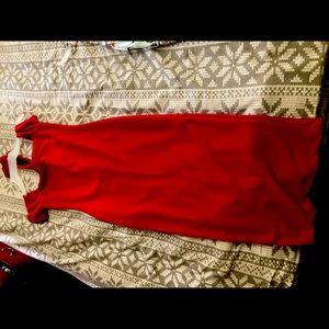 Red midi dress with choker